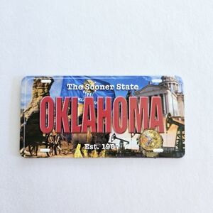 Oklahoma State Souvenir Magnet The Sooner State Collectible Buffalo 1907 Flag